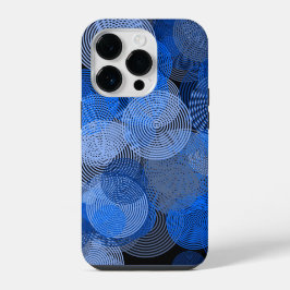 Fraktal Art Blue Geometric Circles Swirl Mandala iPhone 14 Pro Hülle