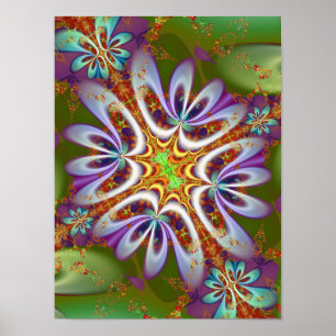 Fraktal Art Blume Poster