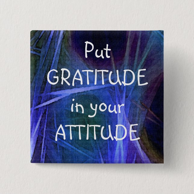 Fraktal Art GRATITUDE Positive Affirmation Button (Vorderseite)