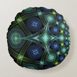 Fraktal Art Mandala Universe Round Throw Kissen