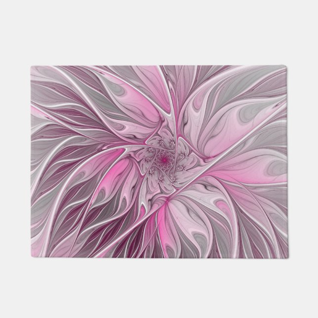Fraktal Art Pink Blume Dream, Blumenfreude Fußmatte (Vorderseite)