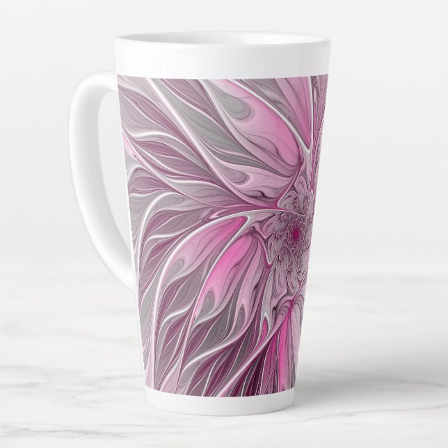 Fraktal Art Pink Blume Dream, Blumenfreude Milchtasse (Linke Ecke)