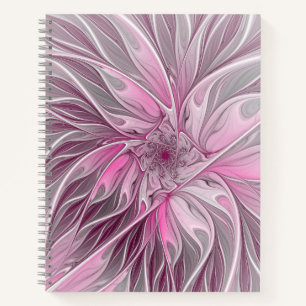 Fraktal Art Pink Blume Dream, Blumenfreude Notizbuch