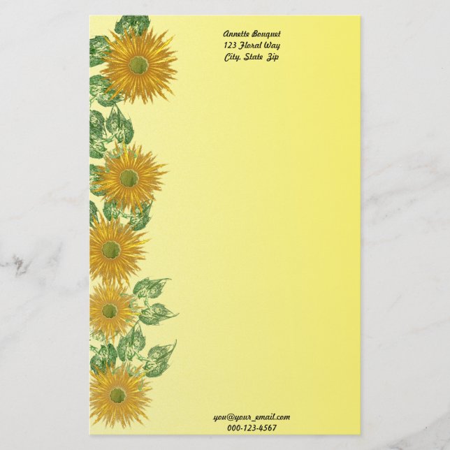 Fraktal Artwork Blume Leaf Border Briefpapier (Vorderseite)