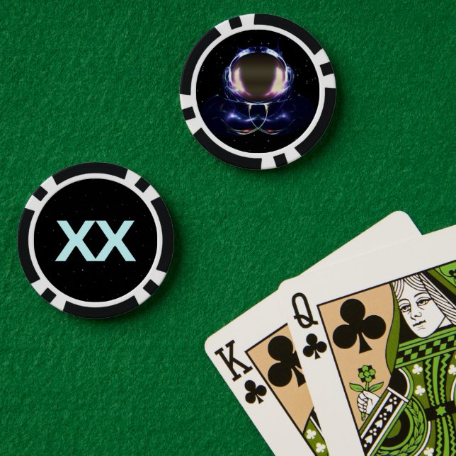 Fraktal-Astronaut Pokerchips (Pokertisch (doppelt))