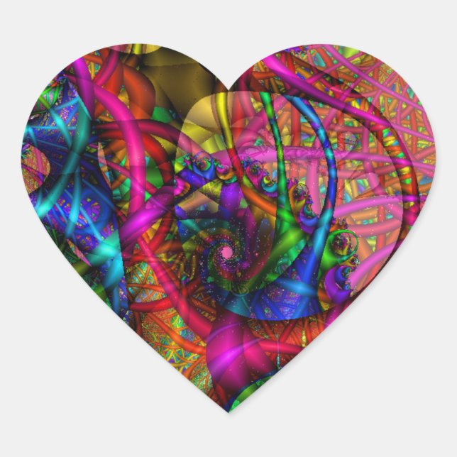 Fraktal-Aufkleber Herz-Aufkleber (Vorderseite)
