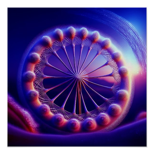 Fraktal aus blauem Lüstern Poster (Vorderseite)