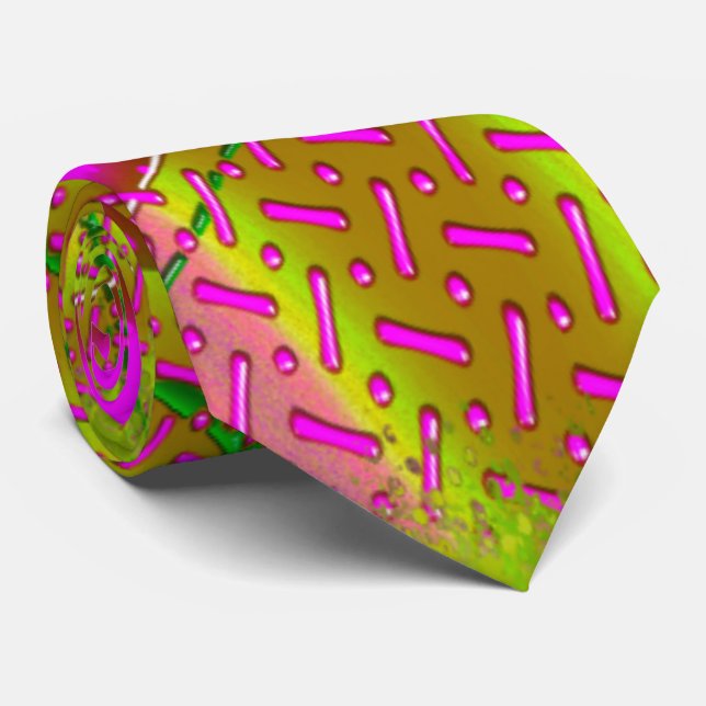 Fraktal aus rosa und goldfähigem Glas Krawatte (Gerollt)