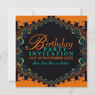Fraktal Batik Lace Geburtstagsparty Einladungen