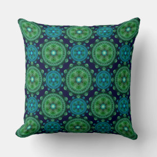 Fraktal Blau-orientalisches Muster Kissen