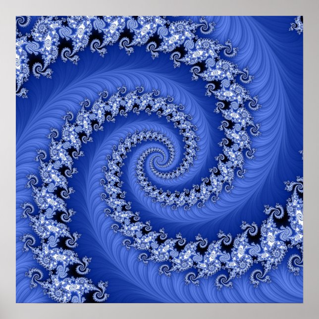 Fraktal Blue Double Spiral Poster (Vorne)