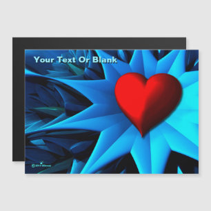 Fraktal Blue Heart Blume Magnetkarte