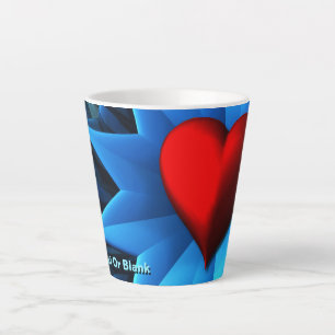 Fraktal Blue Heart Blume Milchtasse