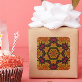 Fraktal blühen im Herbst Quadratischer Aufkleber