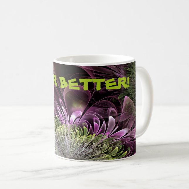 Fraktal Blume Schmuck Lila-rot Kaffeetasse (VorderseiteRechts)