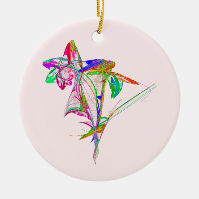 Fraktal - Blume und Bud Keramikornament (Vorne)