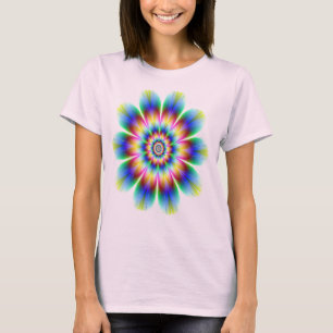 Fraktal-Blumenregenbogen Explosion T-Shirt