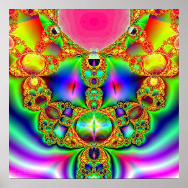 Fraktal-Cartoon-Zeichen Poster (Vorne)