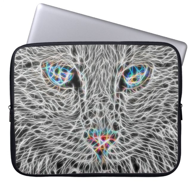 Fraktal Cat Laptop Case (Vorderseite)