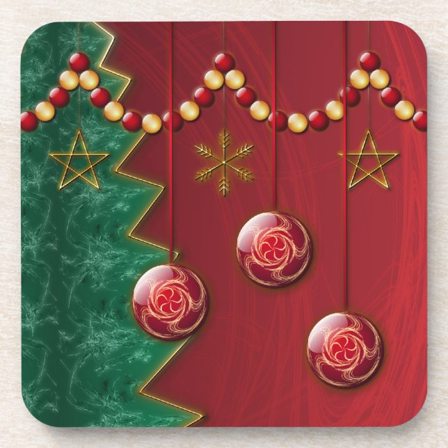 Fraktal Celebration Christmas Cork Untersetzer (Vorderseite)