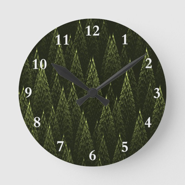 Fraktal Conifer Forest Runde Wanduhr (Vorderseite)
