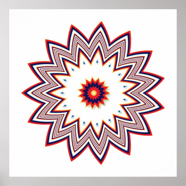 Fraktal der roten Blume Poster (Vorne)