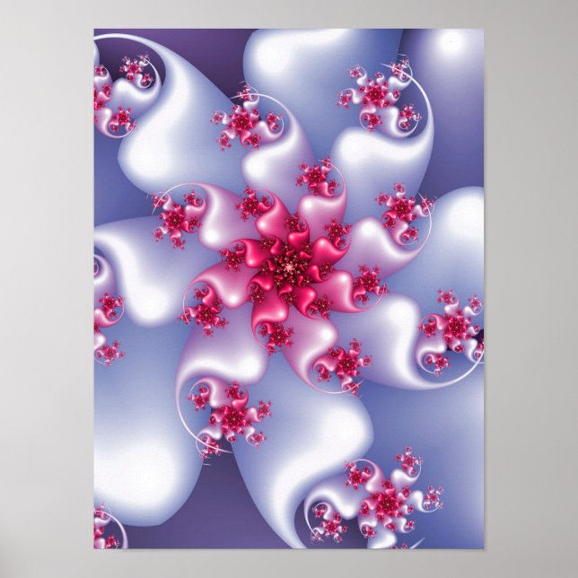 Fraktal der weißen Blume Poster (Vorne)