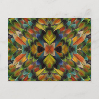 Fraktal Design der Lovebird Feathers Postkarte