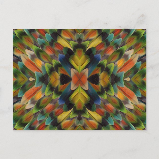 Fraktal Design der Lovebird Feathers Postkarte (Vorderseite)