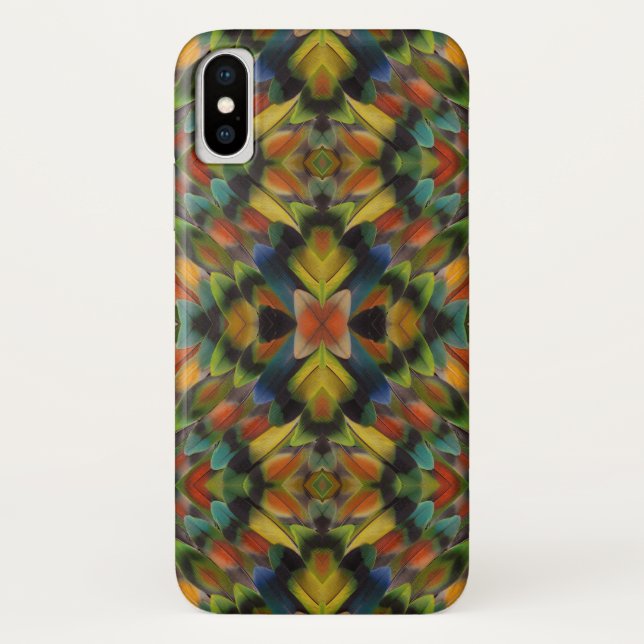 Fraktal Design der Lovebird-Federn Case-Mate iPhone Hülle (Rückseite)