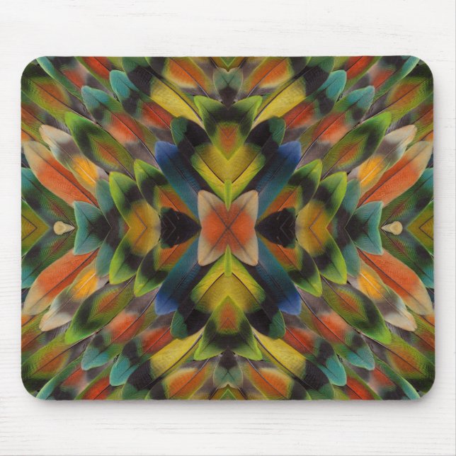 Fraktal Design der Lovebird-Federn Mousepad (Vorne)