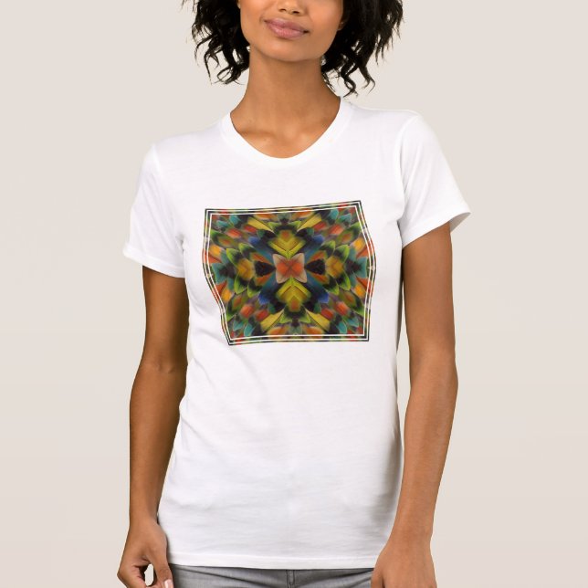Fraktal Design der Lovebird-Federn T-Shirt (Vorderseite)