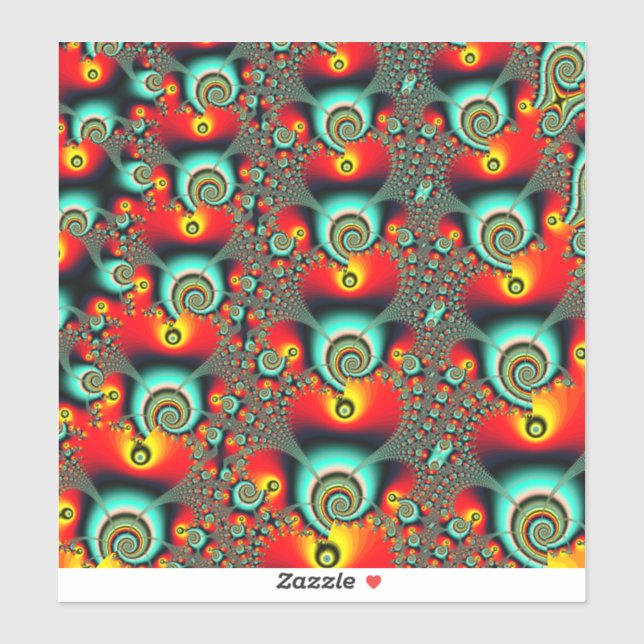 Fraktal-Design für farbenfrohe Netzwerke Aufkleber (Blatt)