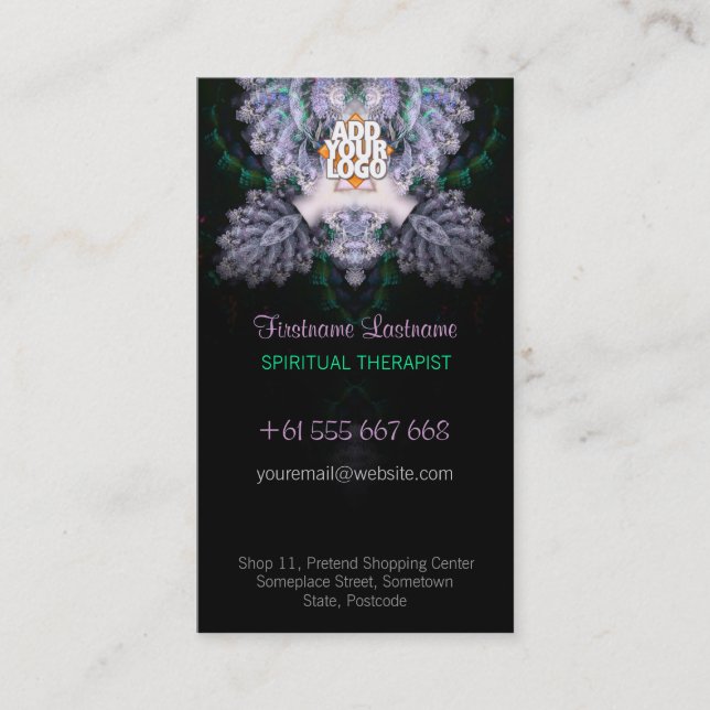 Fraktal Diamond Rose Black Business Card Visitenkarte (Vorderseite)