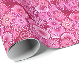 Fraktal-Drehmuster, Magenta, Rosa, Bordeaux Geschenkpapier