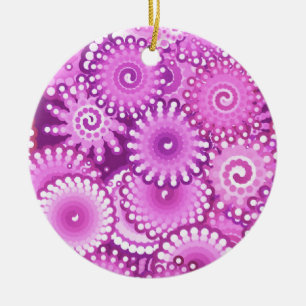 Fraktal-Drehmuster, Pflaumenfarben und Violett Keramik Ornament