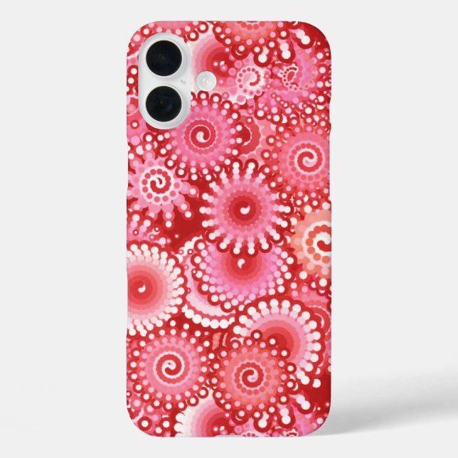 Fraktal-Drehmuster, tiefrote Farbtöne Case-Mate iPhone Hülle (Rückseite)