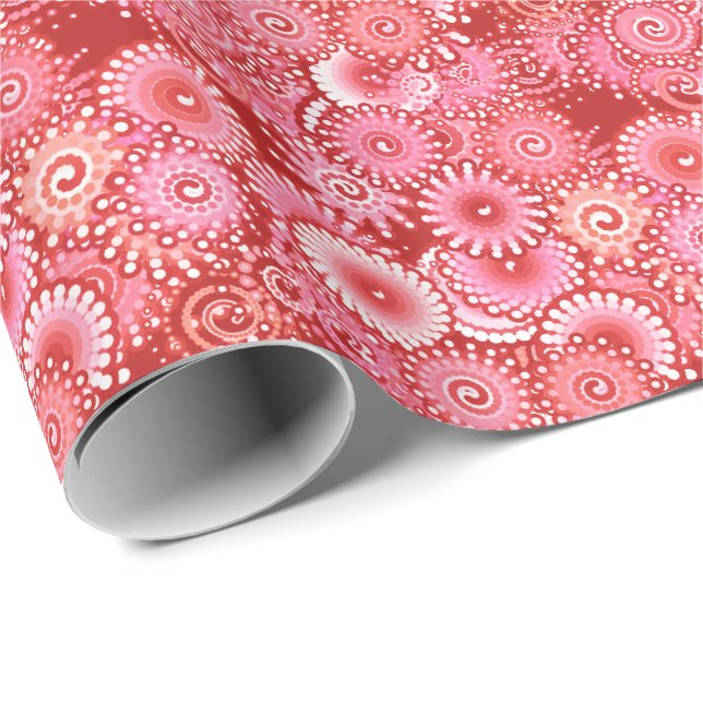 Fraktal-Drehmuster, tiefrote Farbtöne Geschenkpapier (Rolleneckpunkt)