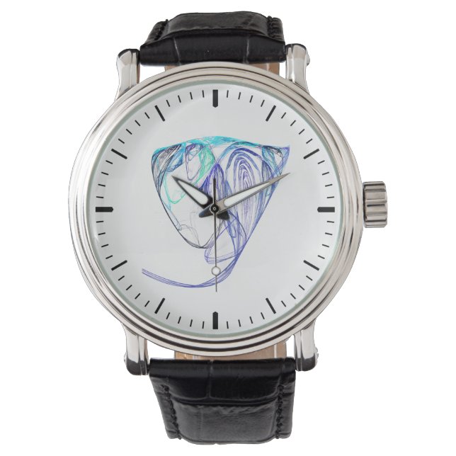 Fraktal - Elefantenportrait Armbanduhr (Vorderseite)