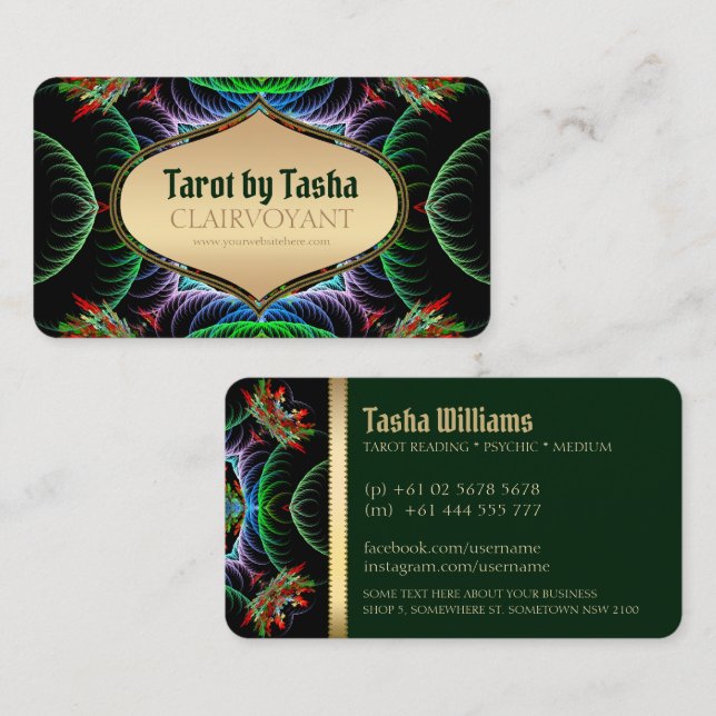 Fraktal Energy Goddess Tarot Business Cards Visitenkarte (Vorne/Hinten)