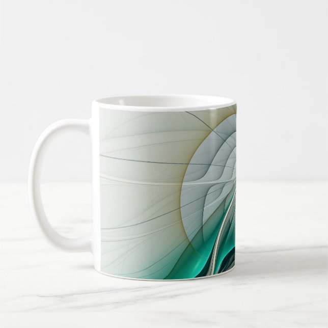 Fraktal Evolution, Golden Türkis Abstrakte Kunst Kaffeetasse (Links)