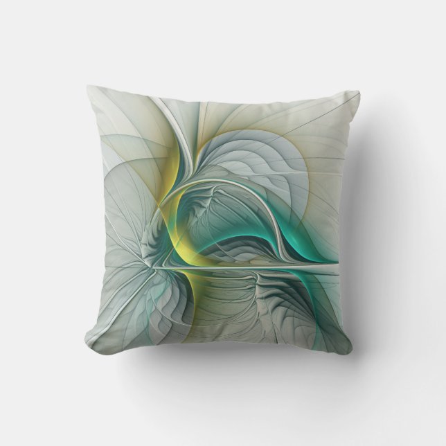 Fraktal Evolution, Golden Türkis Abstrakte Kunst Kissen (Vorderseite)