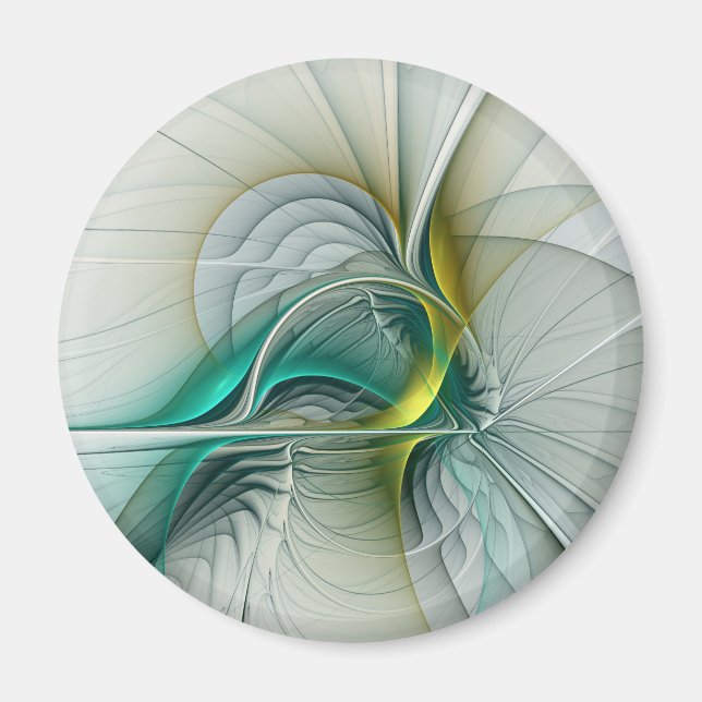 Fraktal Evolution, Golden Türkis Abstrakte Kunst Magnet (Vorne)