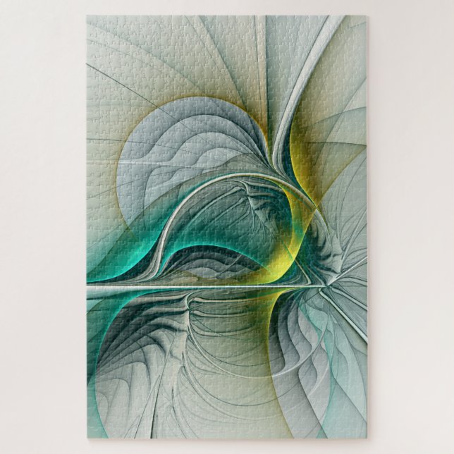 Fraktal Evolution, Golden Türkis Abstrakte Kunst Puzzle (Vertikal)