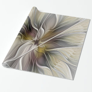 Fraktal, Fantasy-Blume mit Erdfarben Geschenkpapier
