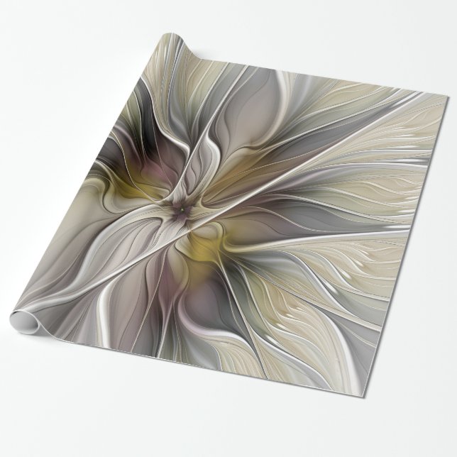 Fraktal, Fantasy-Blume mit Erdfarben Geschenkpapier (Ungerollt)