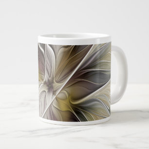 Fraktal, Fantasy-Blume mit Erdfarben Jumbo-Tasse