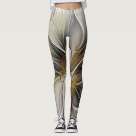 Fraktal, Fantasy-Blume mit Erdfarben Leggings