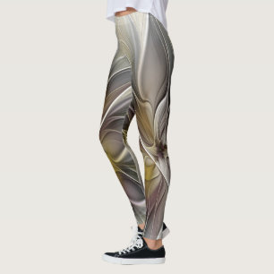 Fraktal, Fantasy-Blume mit Erdfarben Leggings