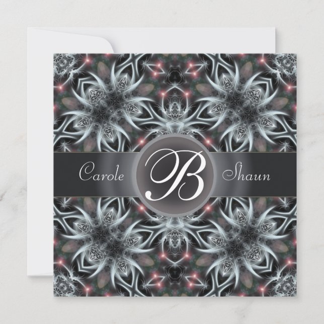 Fraktal Fantasy Sky Monogram Wedding Einladung (Vorderseite)